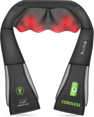 Snailax Cordless Massager - Shiatsu Neck and Shoulder Massager with Heat, FSA HSA Eligible, Portable, Lumbar, Foot Electric Massage Pillow, Christmas Gift