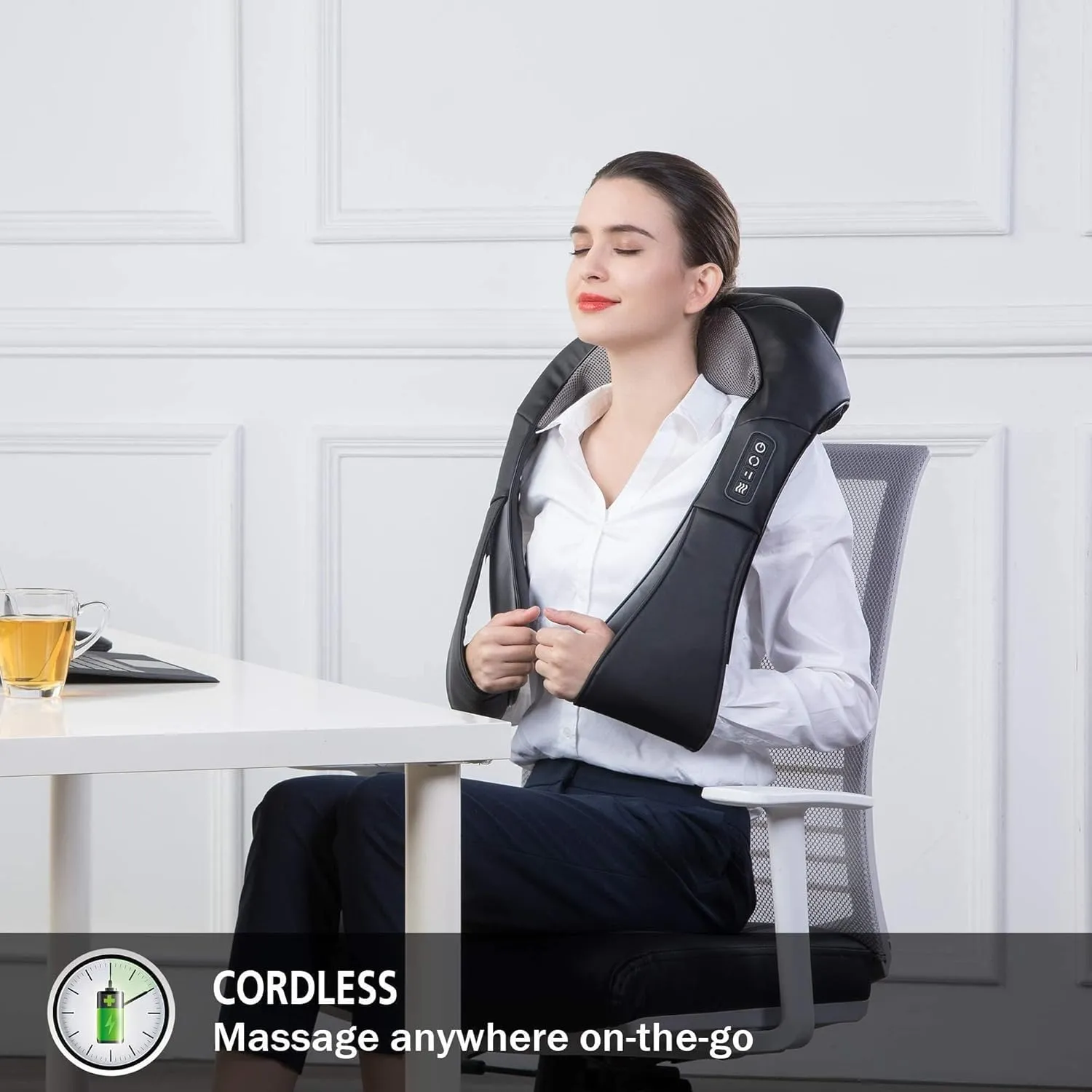 Snailax Cordless Massager - Shiatsu Neck and Shoulder Massager with Heat, FSA HSA Eligible, Portable, Lumbar, Foot Electric Massage Pillow, Christmas Gift