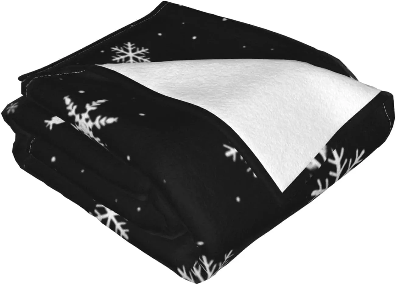 Snowflake Winter Pattern Black and White 60"X50" Flannel Blanket - 100% Soft Polyester, Lightweight and Warm, Suitable for Families, Camping, Travel