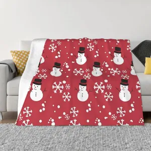 Snowman 60"X50" Flannel Blanket - 100% Soft Polyester, Lightweight and Warm, Suitable for Families, Camping, Travel