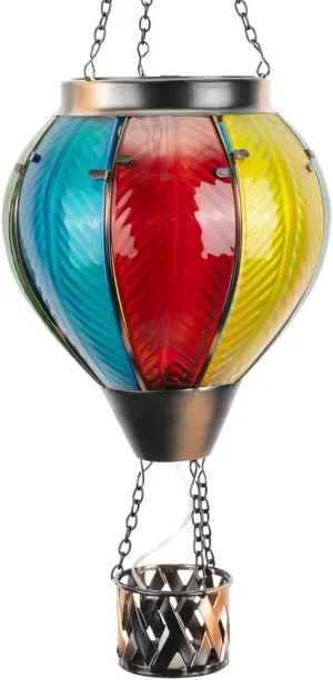 Solar Hot Air Balloon Lantern with Flame, Solar Powered Hot Air Balloon Lights Hanging Solar Lanterns Outdoor Waterproof for Garden Porch Yard Patio Pathway Decor