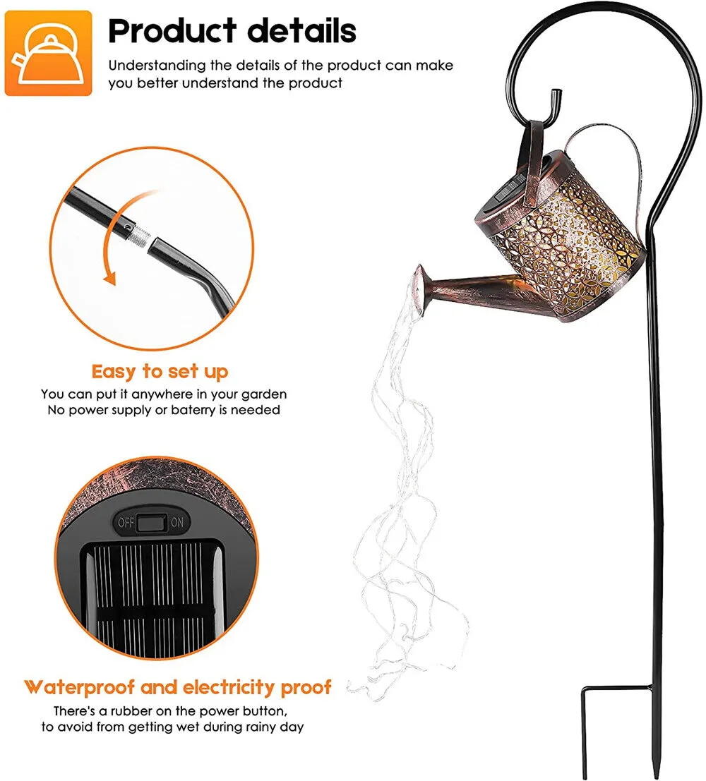Solar LED Garden String Light Outdoor Path Decor Lights Lawn Lantern Lamp Stand