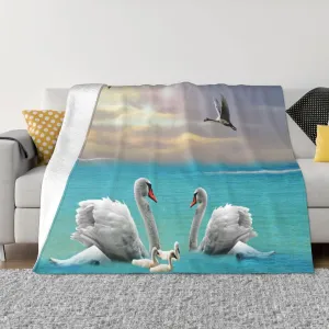 Song of The White Swan, 80"X60" Flannel Blanket - 100% Soft Polyester, Lightweight and Warm, Suitable for Families, Camping, Travel