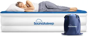 SoundAsleep Dream Series Luxury Air Mattress with ComfortCoil Technology & Built-in High Capacity Pump for Home & Camping- Double Height, Adjustable, Inflatable Blow Up, Portable - Full Size