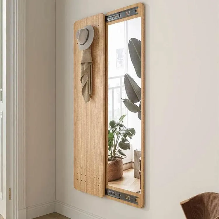 Space-Saving Hallway Mirror with Hooks - Stylish Dressing Mirror