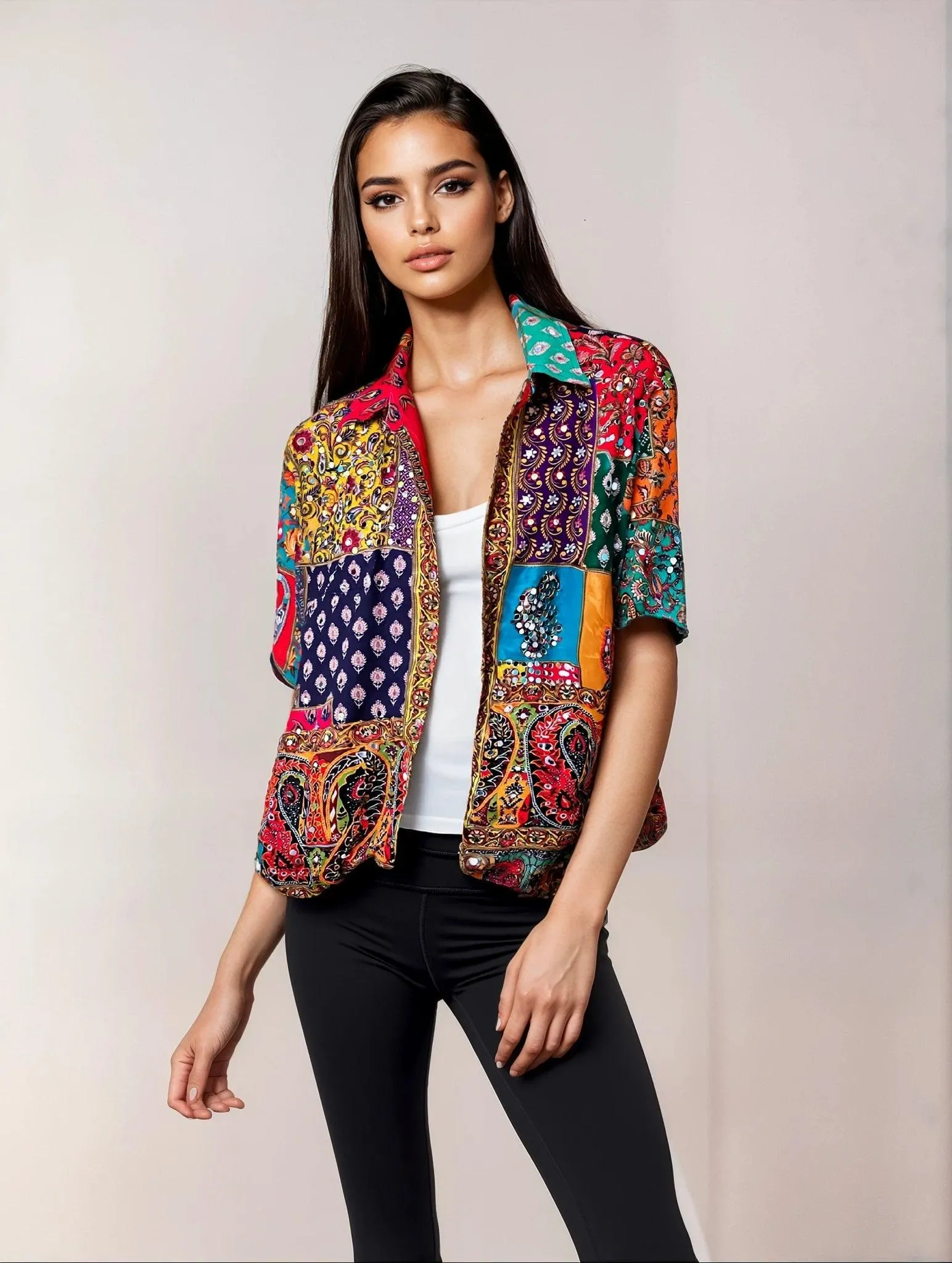 “Sparkle Sutra”-mirror shirt women