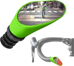 Sprintech Swiss-Made Convex Chrome-Plated Bike Mirror for Drop Bars – Hand-Finished, Adjustable, Reflective Surface, Durable ABS Housing, Universal Fit for Enhanced Rear Visibility (Green, Single)
