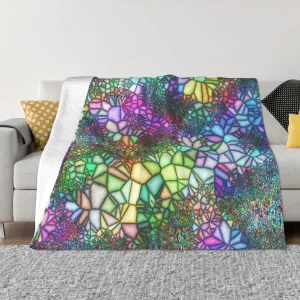 Stained Glass Mosaic Light 60"X50" Flannel Blanket - 100% Soft Polyester, Lightweight and Warm, Suitable for Families, Camping, Travel