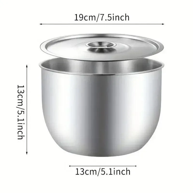 Stainless Steel Basin Kitchen Soup Pot with Lid Cooking Household Use Durable