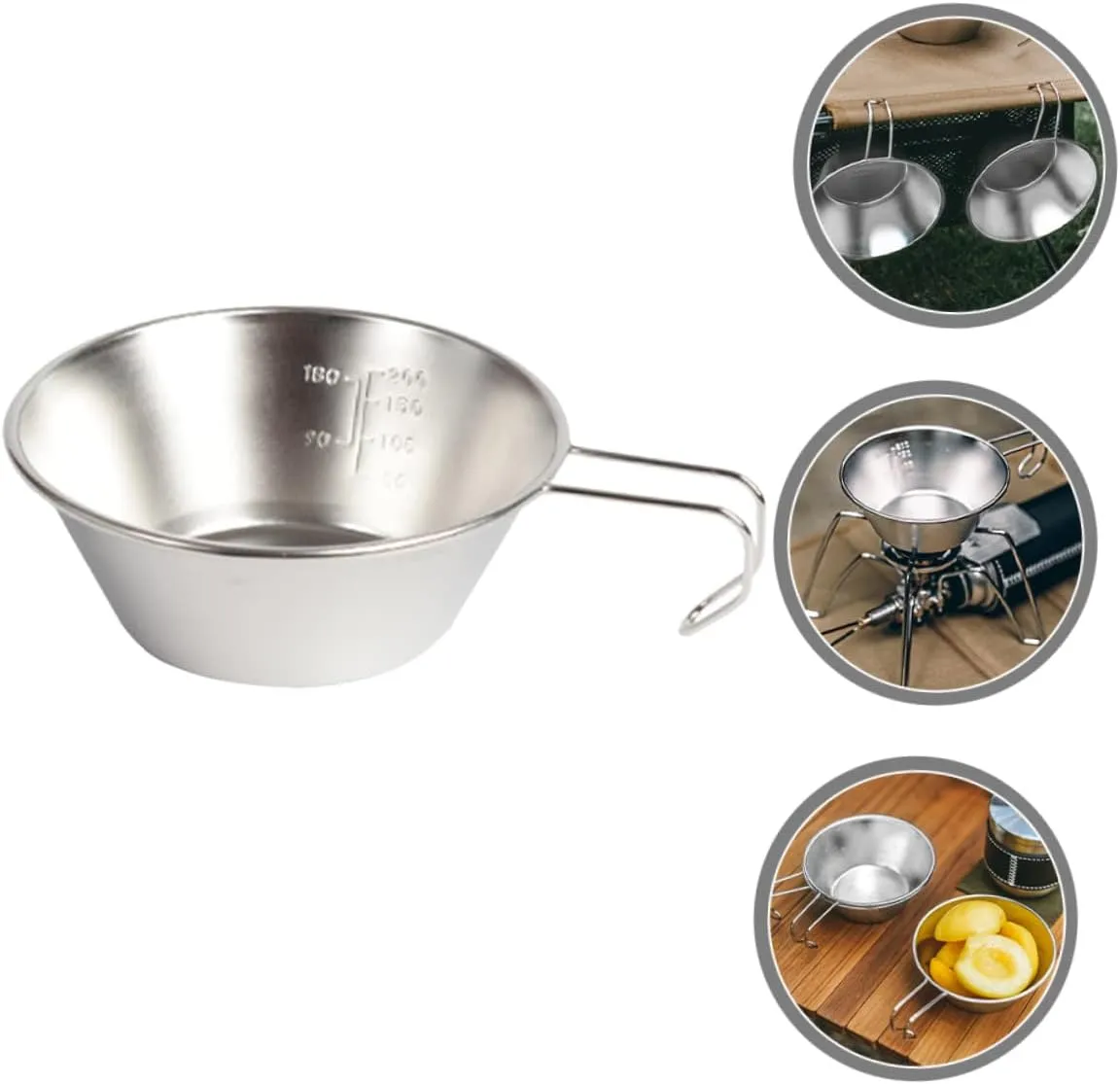 Stainless Steel Salad Bowl Mug Hot Camping Cookware Pot Camp Fire Toaster Fuel Tumbler Wine Cup with