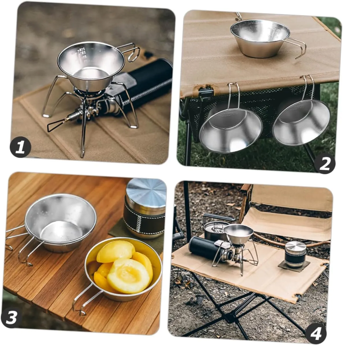 Stainless Steel Salad Bowl Mug Hot Camping Cookware Pot Camp Fire Toaster Fuel Tumbler Wine Cup with