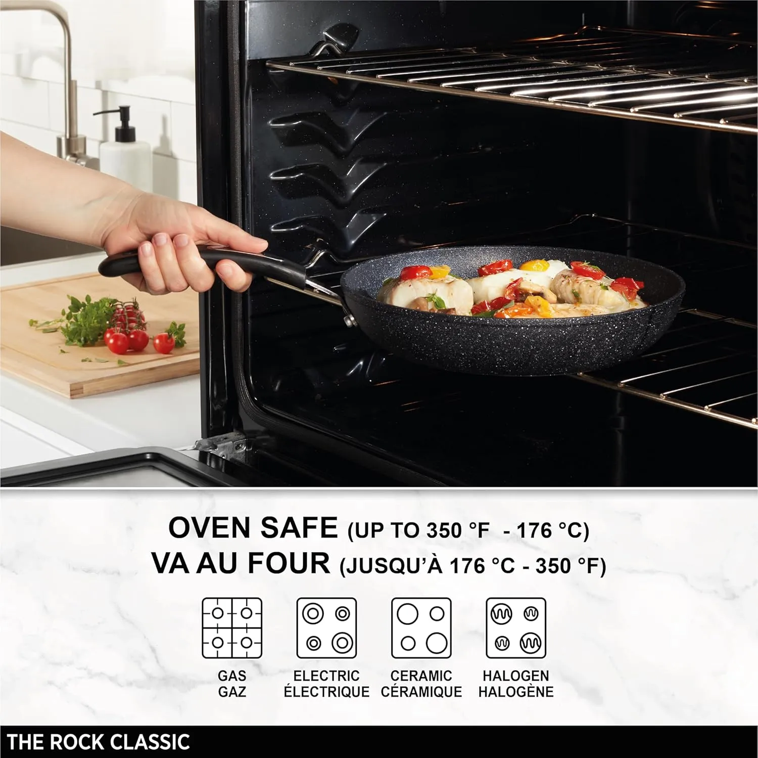 Starfrit The Rock 25cm (10") Non-Stick Grill Pan - Durable Forged Aluminium - Oven Safe - PFOA Free - Easy to Clean - Black