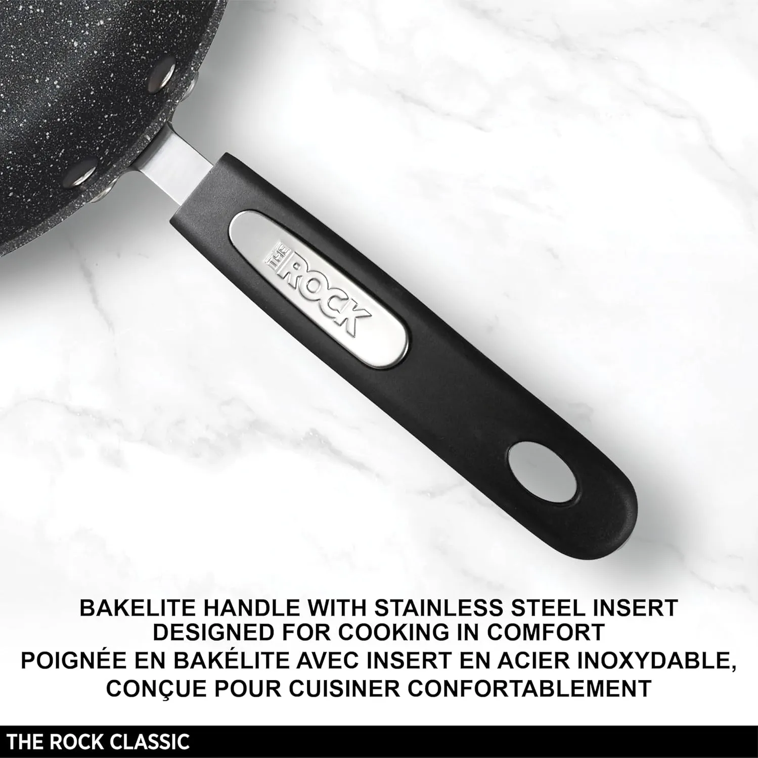 Starfrit The Rock 8PC Non-Stick Cookware set - Durable Forged Aluminum - Oven Safe - PFOA Free - Easy to Clean - Black