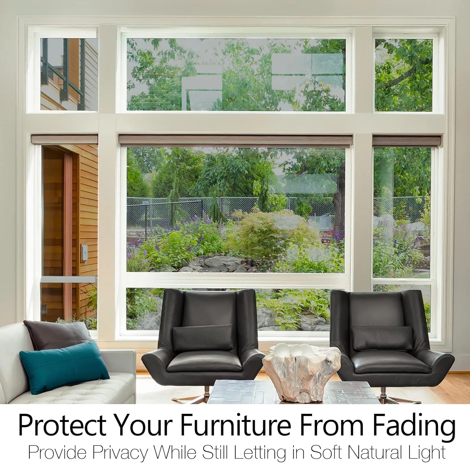 STATINT Reflective Window Film Privacy One Way Window Tint Heat Control Sun UV Blocking Static Cling for Home Office Living Room, Black-Silver, 35.4 Inch X 6.5 Feet