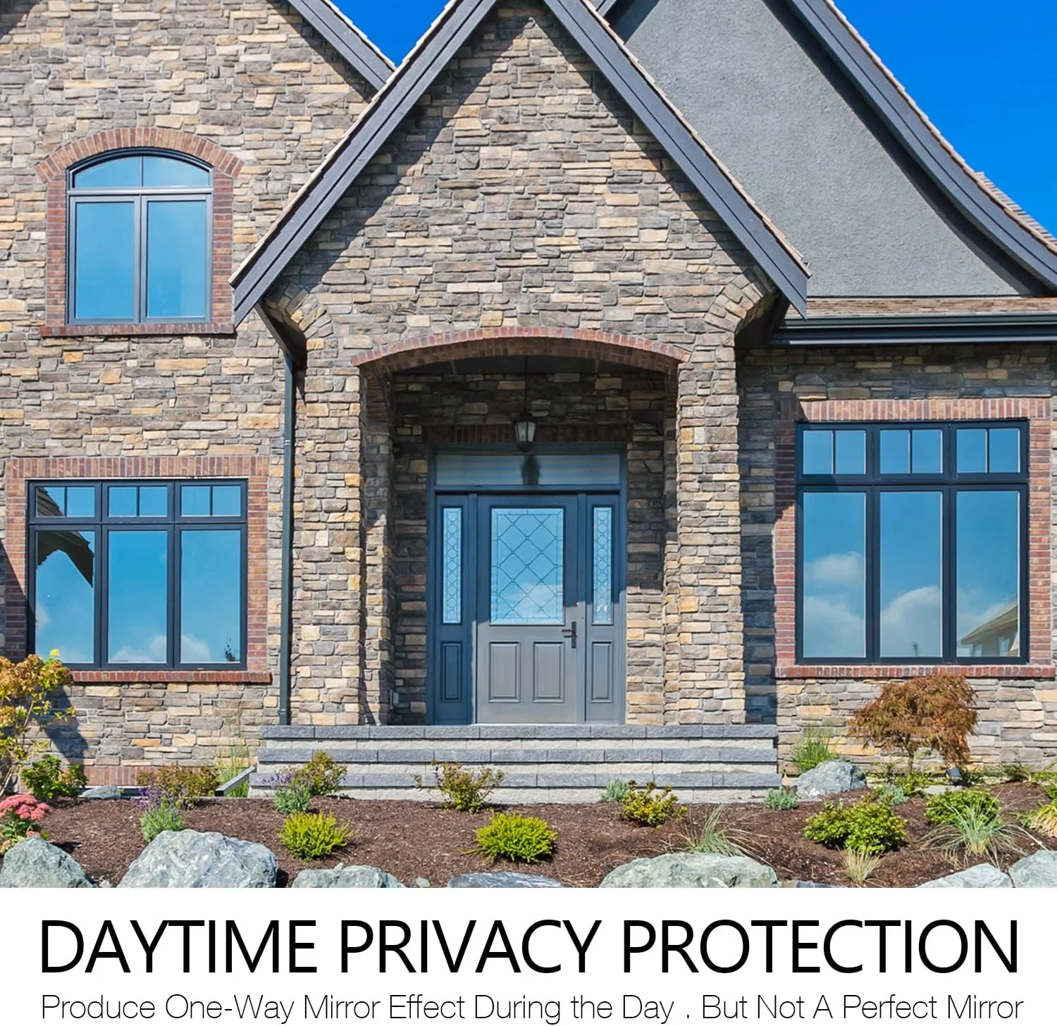 STATINT Reflective Window Film Privacy One Way Window Tint Heat Control Sun UV Blocking Static Cling for Home Office Living Room, Black-Silver, 35.4 Inch X 6.5 Feet