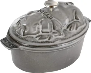 Staub Cast Iron 1-qt Pig Cocotte - Graphite Grey, Made in France