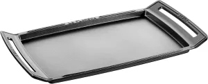 Staub Cast Iron 18.5 x 9.8-inch Plancha/Double Burner Griddle, Made in France, Graphite