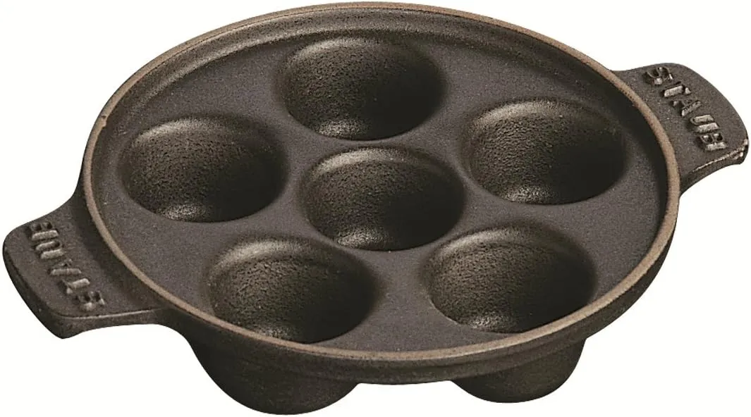 STAUB Round Snail Dish with 6 Holes, Cast Iron, Matt Black