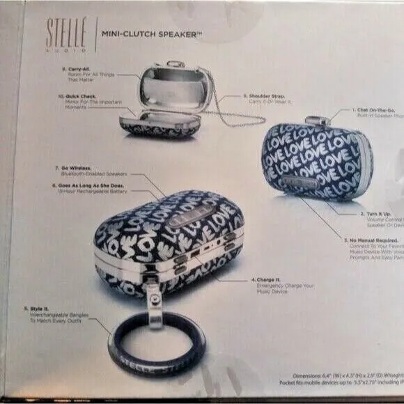 Stelle Audio Bluetooth Radio Blue LOVE Clutch Wireless Speaker with Speakerphone