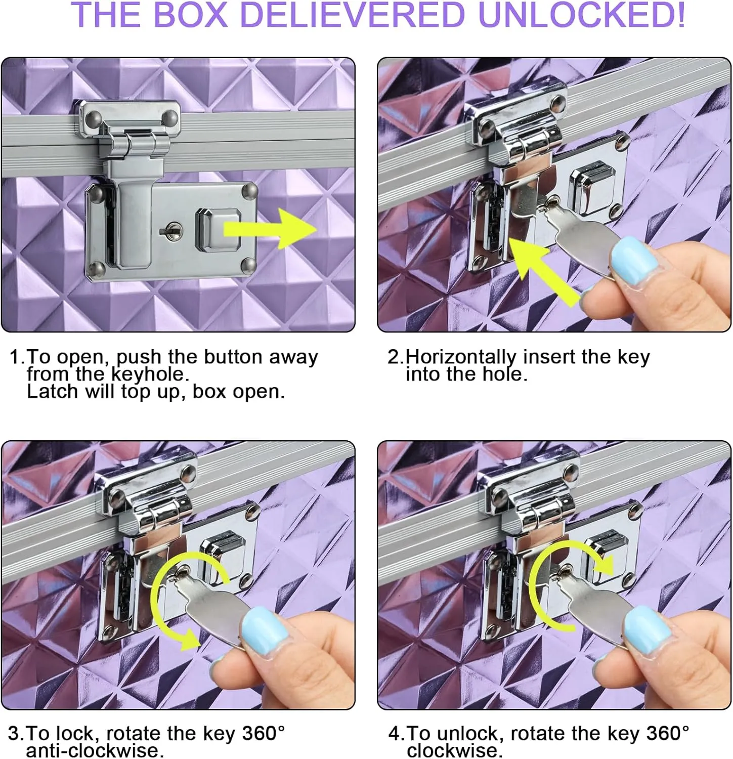 Storage Box with Key Lock, Lockable Medicine Storage Box, Empty First Aid Box, Security Lock Box, Multipurpose Locking Box for Home and Outdoor Use (Purple, Medium)