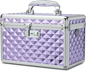 Storage Box with Key Lock, Lockable Medicine Storage Box, Empty First Aid Box, Security Lock Box, Multipurpose Locking Box for Home and Outdoor Use (Purple, Medium)