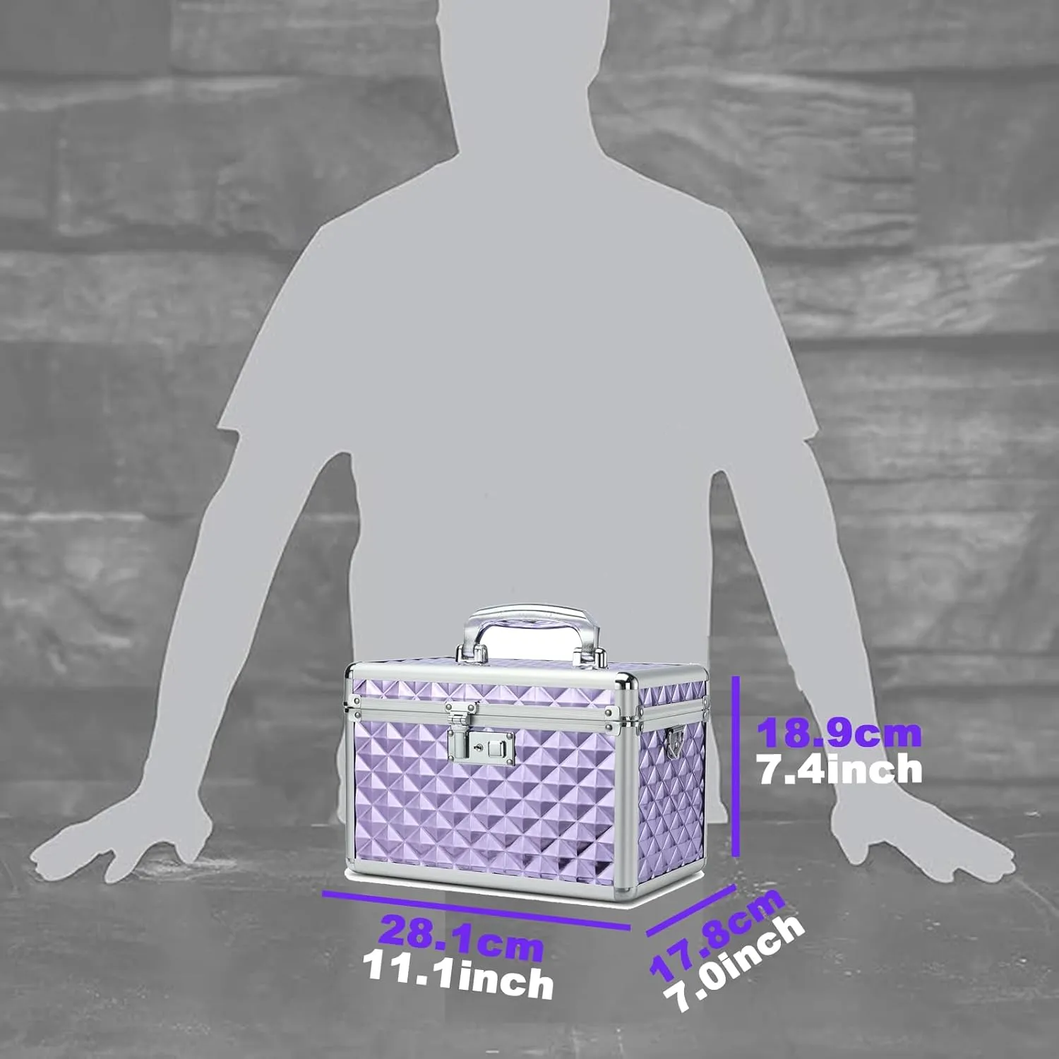 Storage Box with Key Lock, Lockable Medicine Storage Box, Empty First Aid Box, Security Lock Box, Multipurpose Locking Box for Home and Outdoor Use (Purple, Medium)