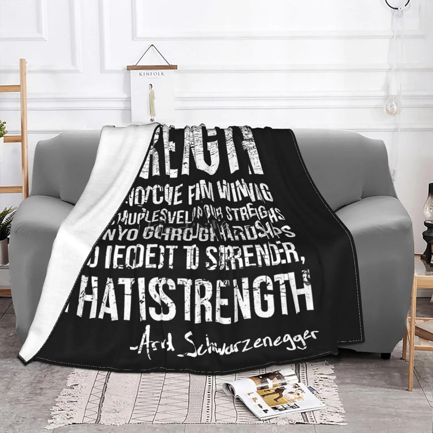 Strength 60"X50" Flannel Blanket - 100% Soft Polyester, Lightweight and Warm, Suitable for Families, Camping, Travel