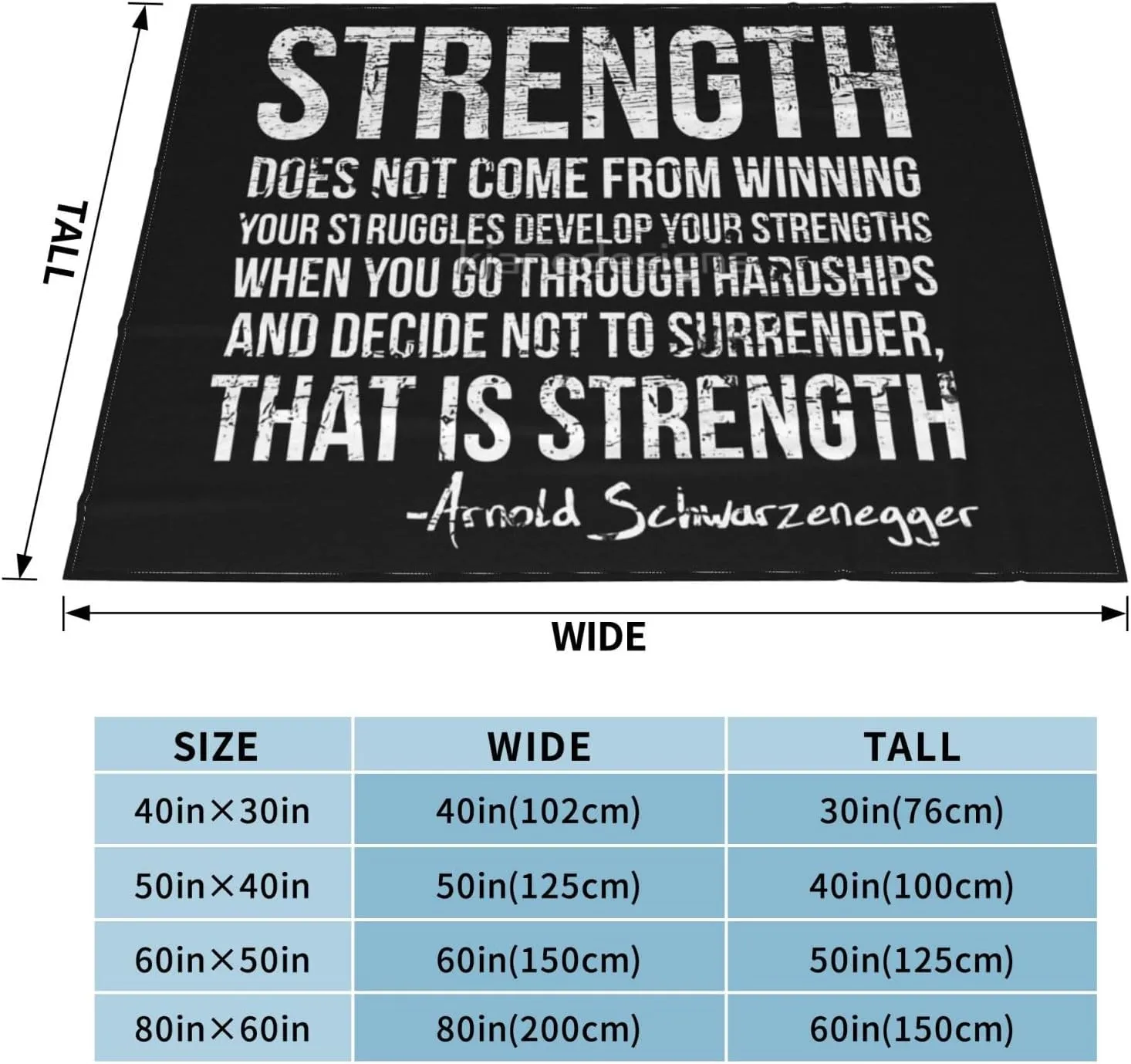 Strength 60"X50" Flannel Blanket - 100% Soft Polyester, Lightweight and Warm, Suitable for Families, Camping, Travel