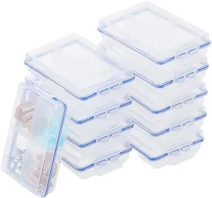 SUPERFINDINGS 10 Pcs Fishing Tackle Box Portable Lure Storage Kit Small Plastics Case Four-compartment Organizer Box Compact Clear Container for Fishing Tackle DIY Accessories Bead Storage