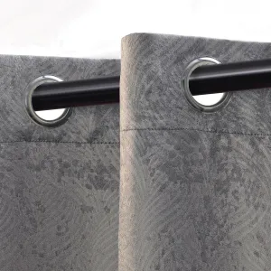 Superior Waverly Blackout Curtain Set of 2, Thermal Insulated Panel Pair with Grommet Top Header, Beautiful Embossed Wave Room Darkening Drapes, Available in 4 Lengths - Silver, 52”x84” each