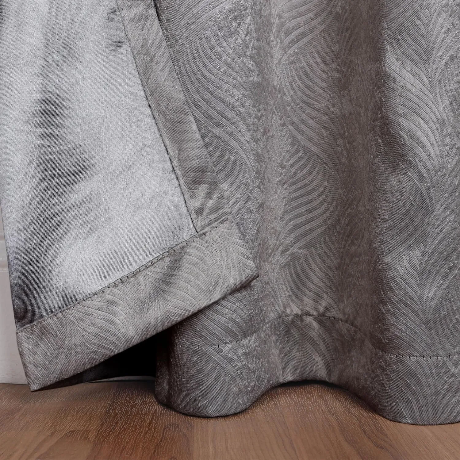Superior Waverly Blackout Curtain Set of 2, Thermal Insulated Panel Pair with Grommet Top Header, Beautiful Embossed Wave Room Darkening Drapes, Available in 4 Lengths - Silver, 52”x84” each