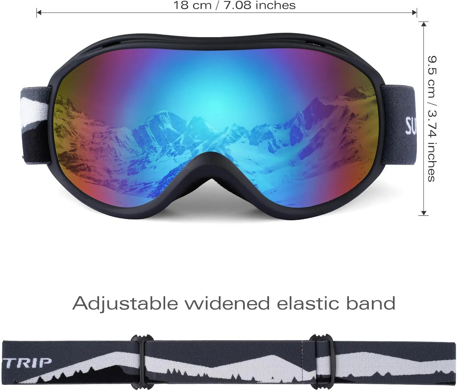Supertrip Ski Goggles Men Women Anti-Fog Snow Goggles UV Protection Snowboard Goggles for Adult Youth