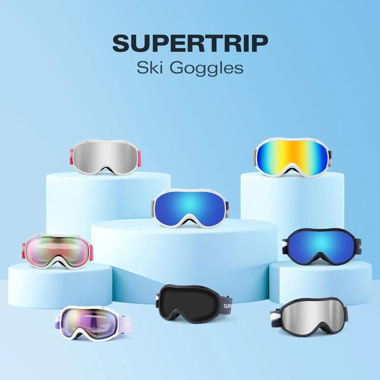 Supertrip Ski Goggles Men Women Anti-Fog Snow Goggles UV Protection Snowboard Goggles for Adult Youth
