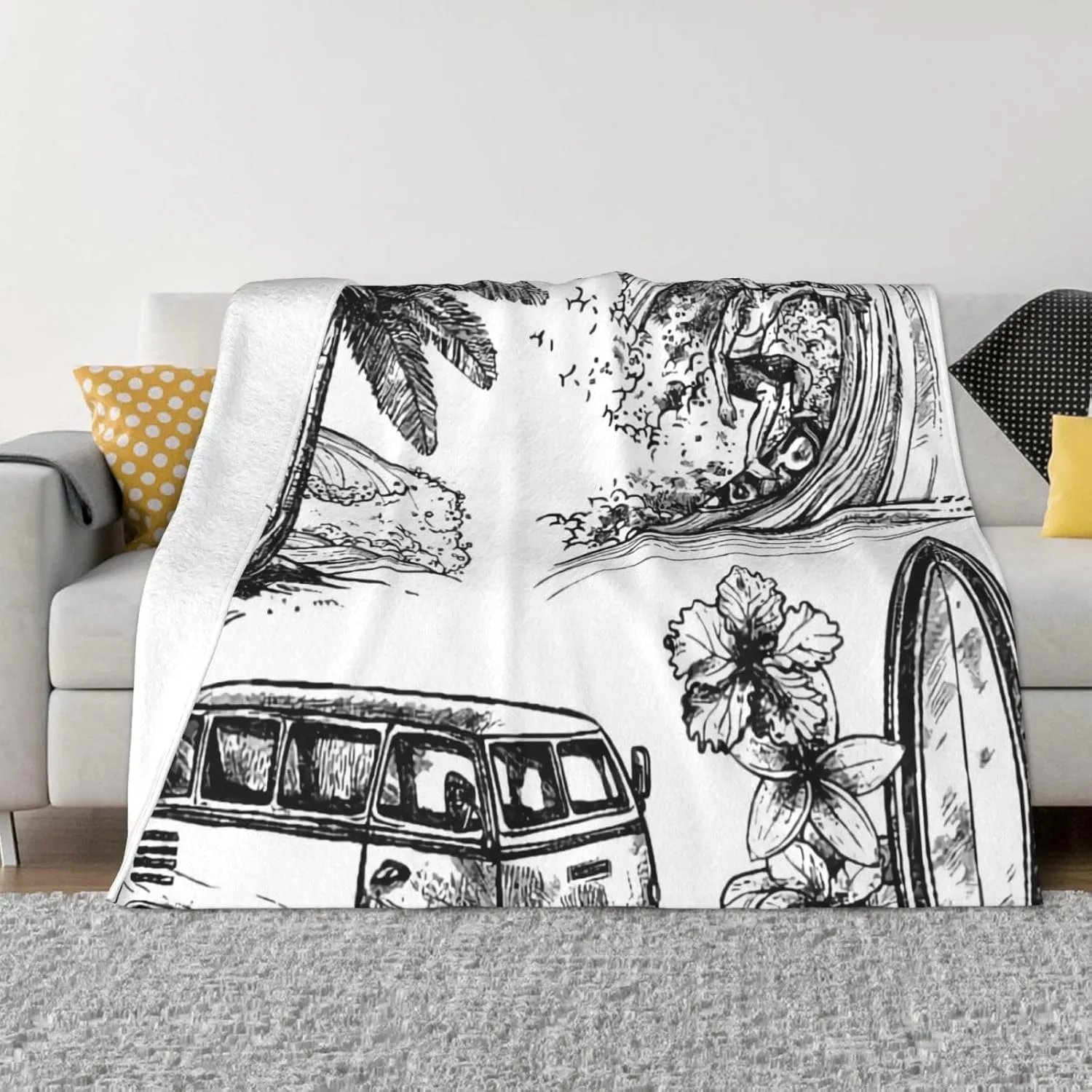 Surf Stall 60"X50" Flannel Blanket - 100% Soft Polyester, Lightweight and Warm, Suitable for Families, Camping, Travel