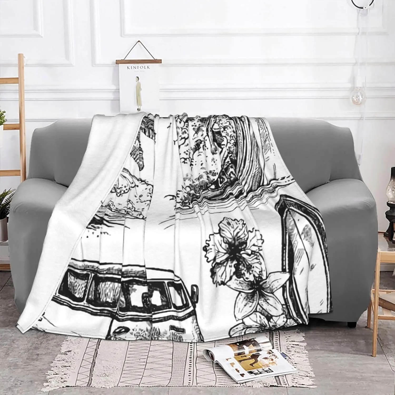Surf Stall 60"X50" Flannel Blanket - 100% Soft Polyester, Lightweight and Warm, Suitable for Families, Camping, Travel