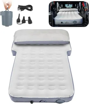 SUV Air Mattress with One-Click Charging Wireless Air Pump, Detachable Pillow, 10inch Air Mattress for Jeep Wrangler JK JKU JL JLU Unlimited 4 Door, Heavy Duty, Car Camping, Patent Pending