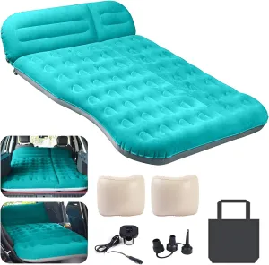 SUV Air Mattress,Thickened Flocked Camping Bed for Car Trunk & Back Seat ， Includes Electric Pump & 2 Foot Pedals ， Portable Inflatable car Mattress for Camping,Sleeping