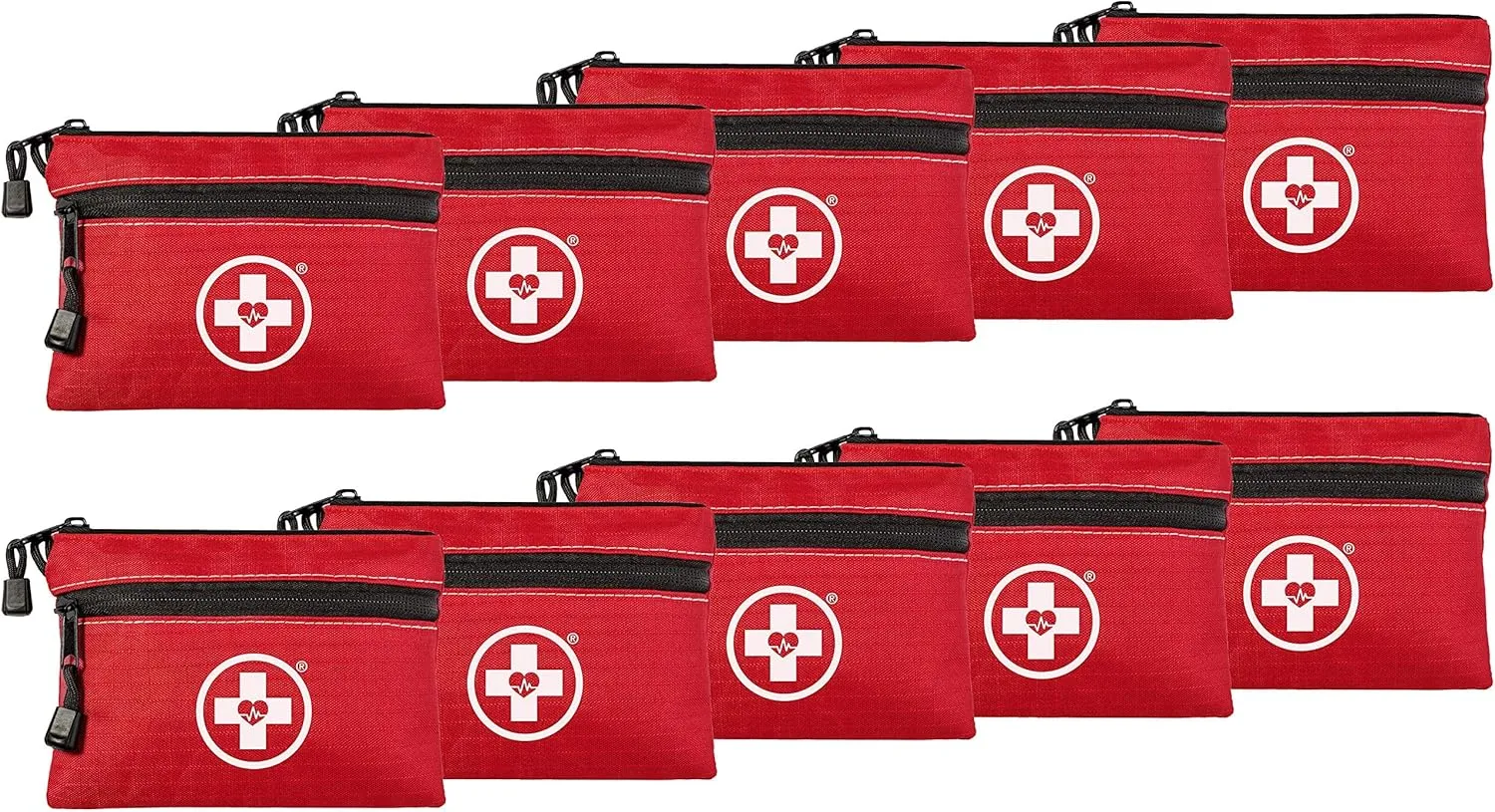 Swiss Safe 2-in-1 First Aid Kit for Car, Travel & Home, Businesses - Bonus Mini Kit for Medical Emergency Aid, Survival, Camping - FSA & HSA Eligible - 64 Piece, 10 Pack