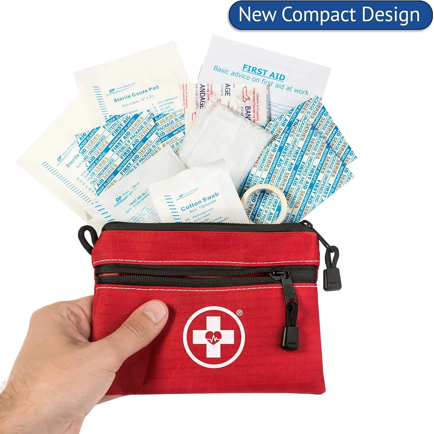 Swiss Safe 2-in-1 First Aid Kit for Car, Travel & Home, Businesses - Bonus Mini Kit for Medical Emergency Aid, Survival, Camping - FSA & HSA Eligible - 64 Piece, 10 Pack