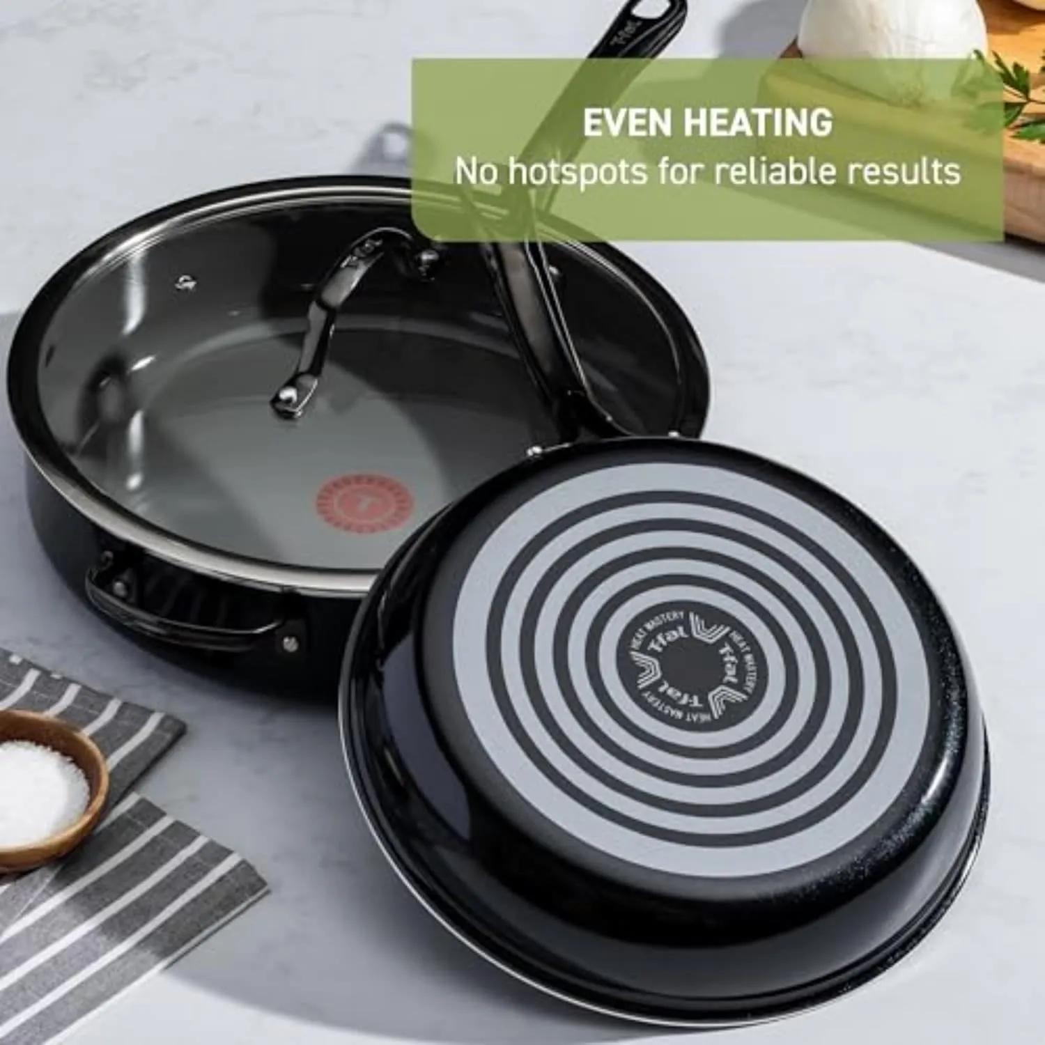 T-fal Preserve Ceramic, Ceramic Non Stick Cookware Set 13 Piece, Oven Broiler Safe 350F, Kitchen Set w/Frying Pans, Saucepans, Sautepan, Dutch Oven, Lids, Pan Protectors, Pots and Pans Set, Black