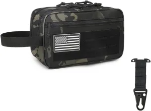 Tactical Toiletry Bag for Men – MOLLE Dopp Kit with Dry/Wet Separation, Large Capacity, Water-Resistant Travel Shaving Bag with U.S Patch & T-Mount MOLLE Clip (BCP)