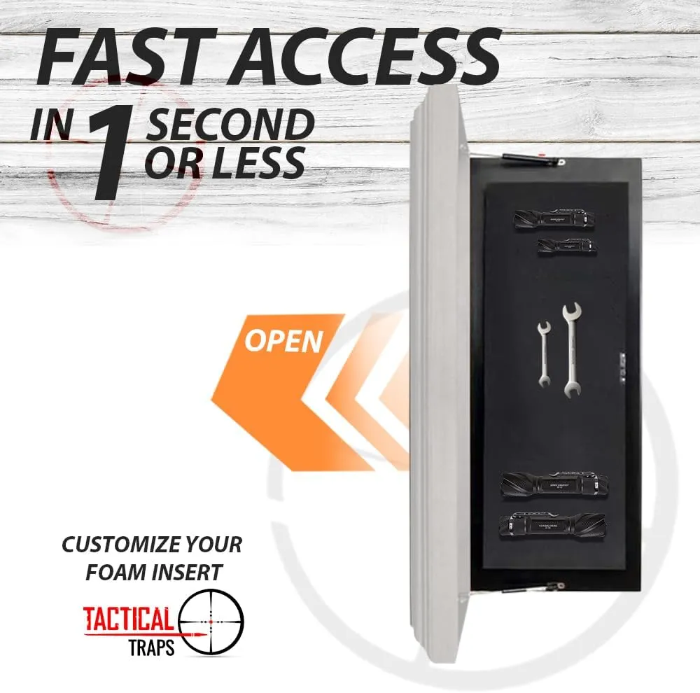 Tactical Traps - Mirror MAX Storage with Secured Door - 47.5” x 19.5” - Storage with RFID Lock and Safe & Unseen Compartment - Dark Walnut