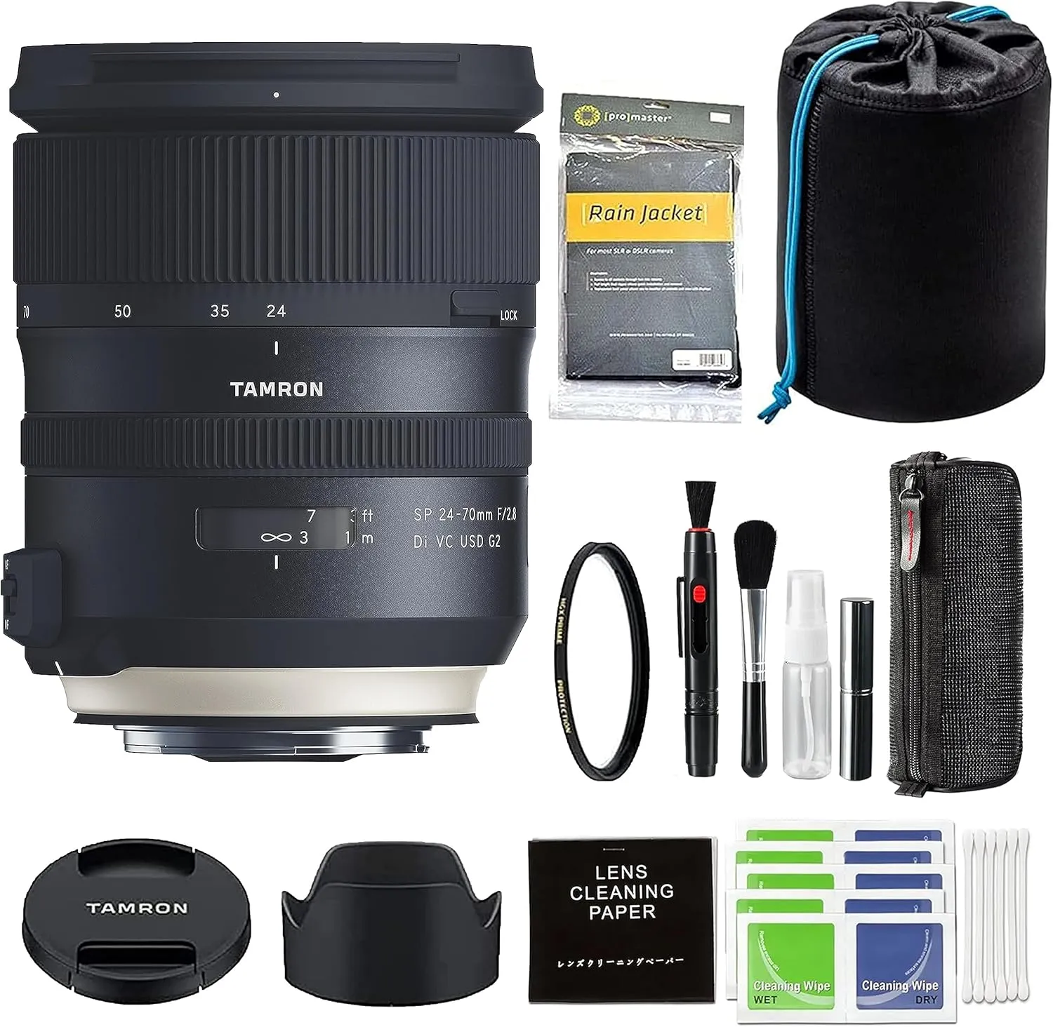 Tamron SP 24-70mm f/2.8 Di VC USD G2 Zoom Lens for EF DSLR Cameras (6 Year USA Manufacturer Warranty) with Advanced Accessory and Travel Bundle (AFA032C-700) | 24-70mm f2.8 Lens