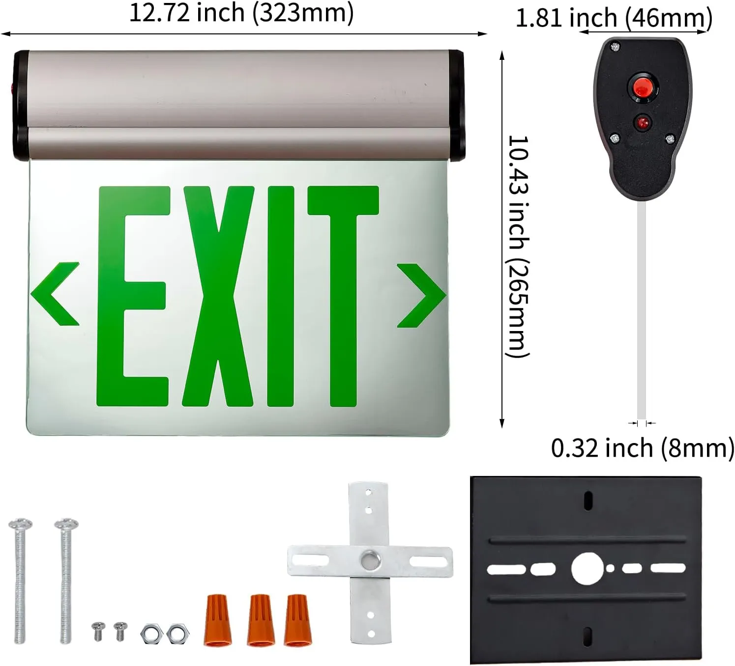 TANLUX Green Exit Signs for Business, Double Sides LED Edge Lit Exit Sign, UL 924, Hardwired Emergency Exit Lights with Battery Backup, Aluminum Housing with Rotating Acrylic Mirror Panel, 2 Pack