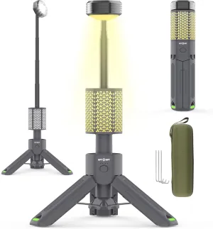 Telescopic Camping Light, Portable Collapsible Magnetic Camp Lantern Rechargeable,10500mAh Telescoping IP67 Waterproof Flashlights, Outdoor Gear for Emergency, Camping, Hiking (Gray)