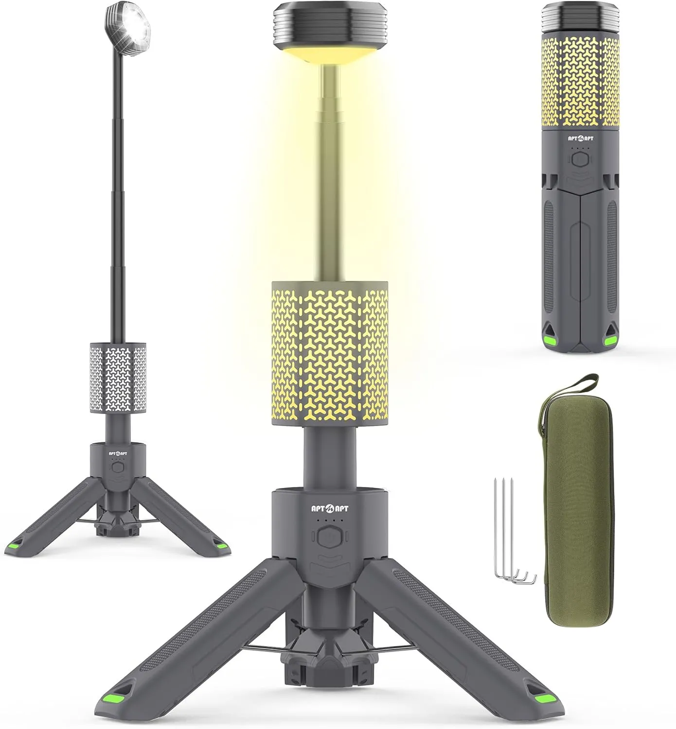 Telescopic Camping Light, Portable Collapsible Magnetic Camp Lantern Rechargeable,10500mAh Telescoping IP67 Waterproof Flashlights, Outdoor Gear for Emergency, Camping, Hiking (Gray)