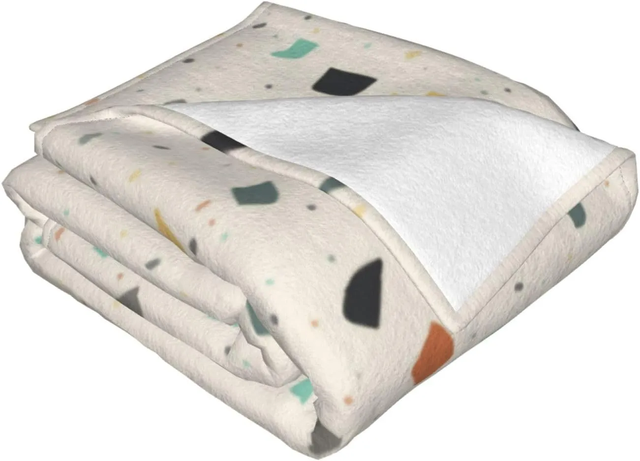 Terrazzo Tile Confetti Modern Style Earth Tones 60"X50" Flannel Blanket - 100% Soft Polyester, Lightweight and Warm, Suitable for Families, Camping, Travel