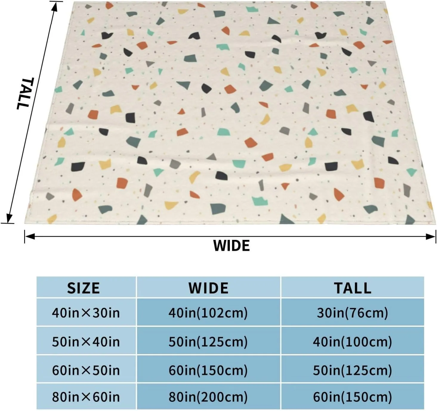 Terrazzo Tile Confetti Modern Style Earth Tones 60"X50" Flannel Blanket - 100% Soft Polyester, Lightweight and Warm, Suitable for Families, Camping, Travel