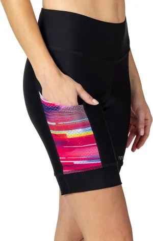 Terry Bike Shorts Women Padded Cycling Shorts, Soleil Short UPF 50  Summer Compression Shorts for Women, Hi-Vis Prints