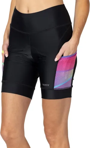 Terry Bike Shorts Women Padded Cycling Shorts, Soleil Short UPF 50  Summer Compression Shorts for Women, Hi-Vis Prints